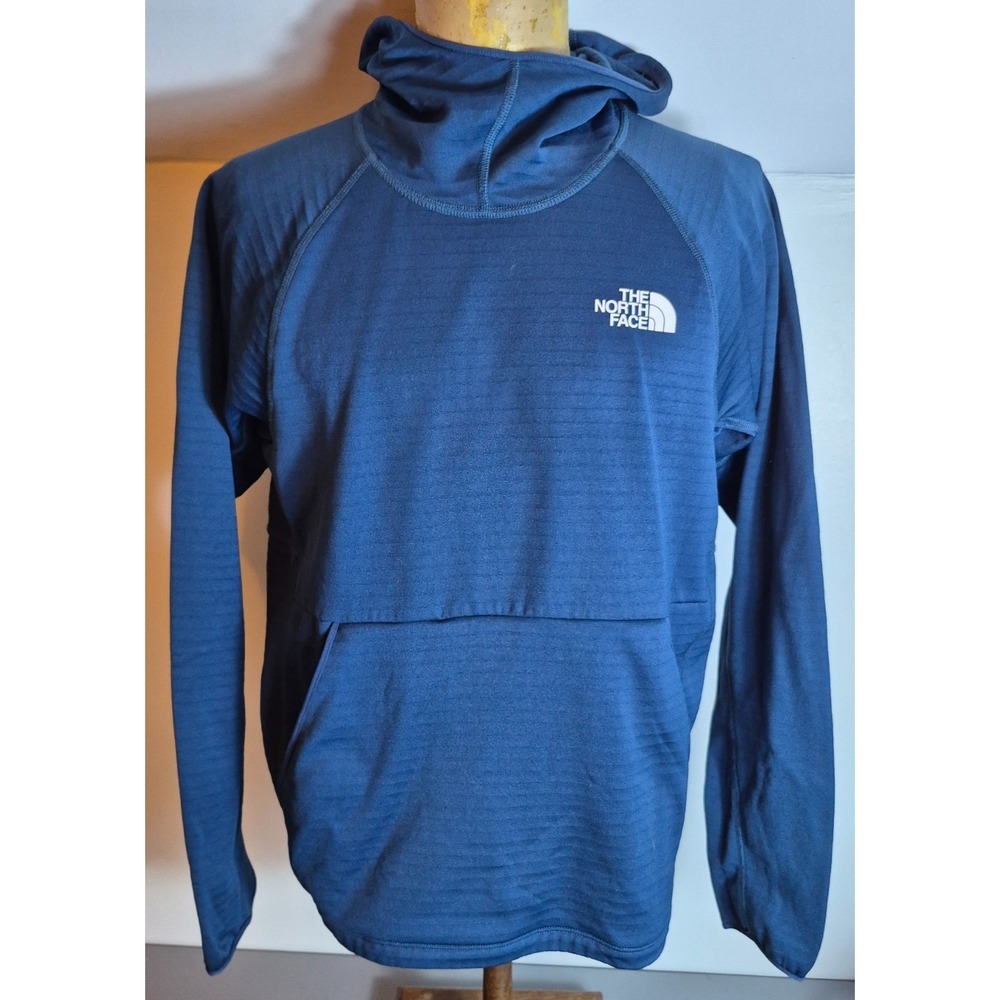 North Face Mens Echo Rock Fleece Hoodie Hoody Medium Blue Pullover Textured